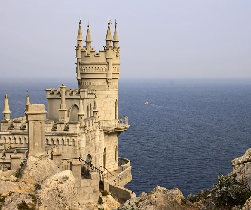 Looking out over the castle to the sea