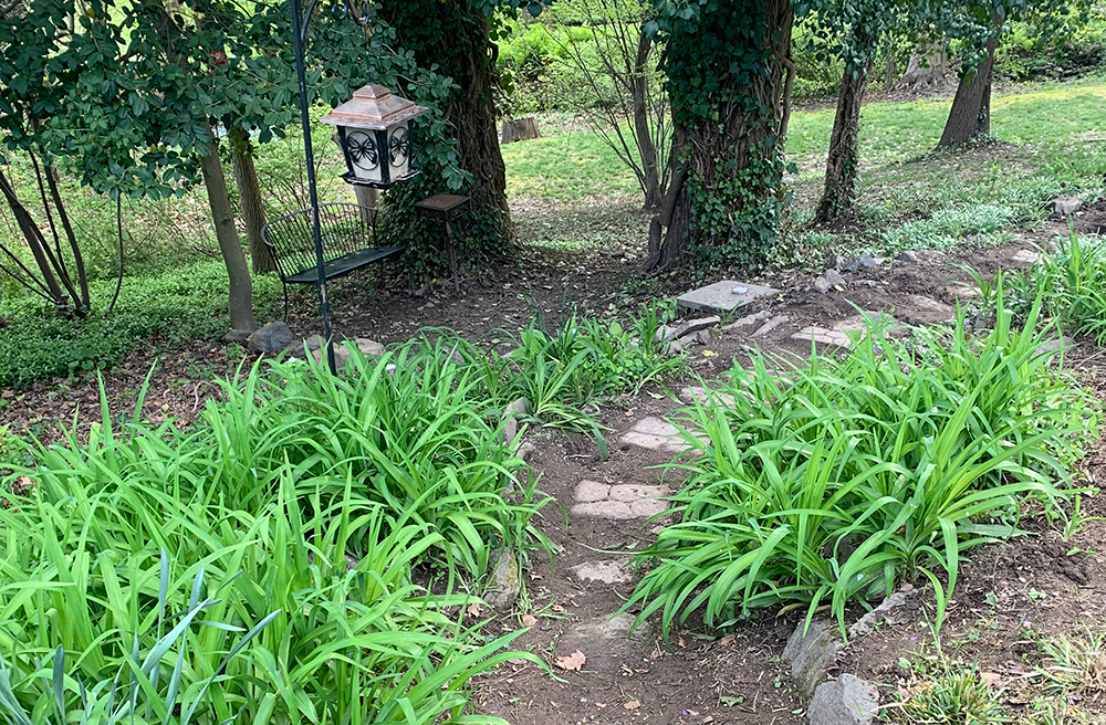 Stone path leading down a hill
