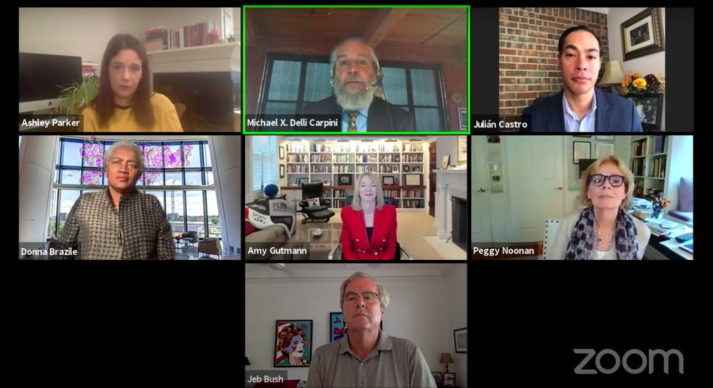 A Zoom screen displaying the panelists, speakers, and moderator of the Silfen Forum.