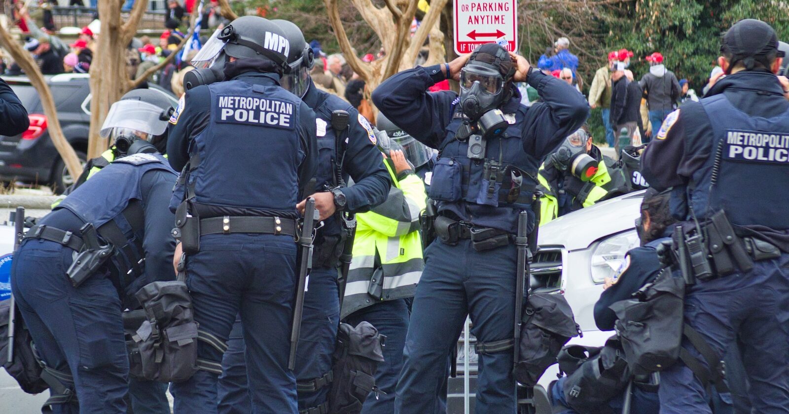Police in full riot gear