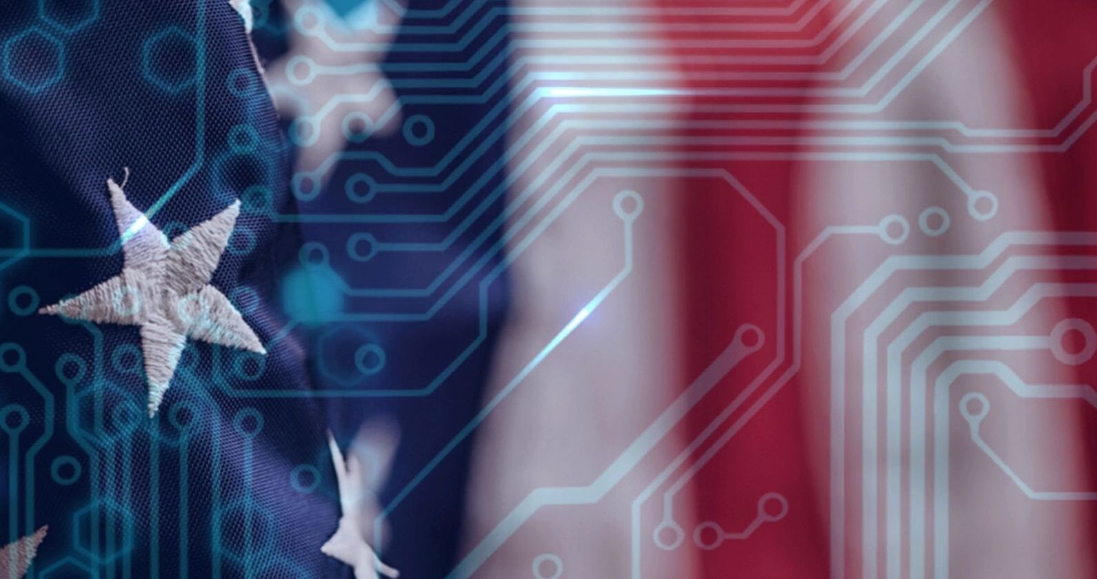 US flag with computer chip overlay