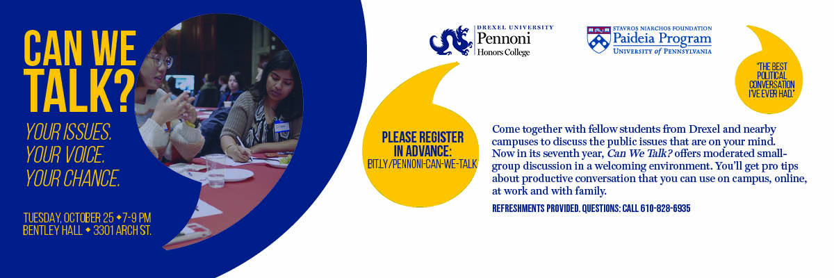 graphic for Can We Talk event at Drexel