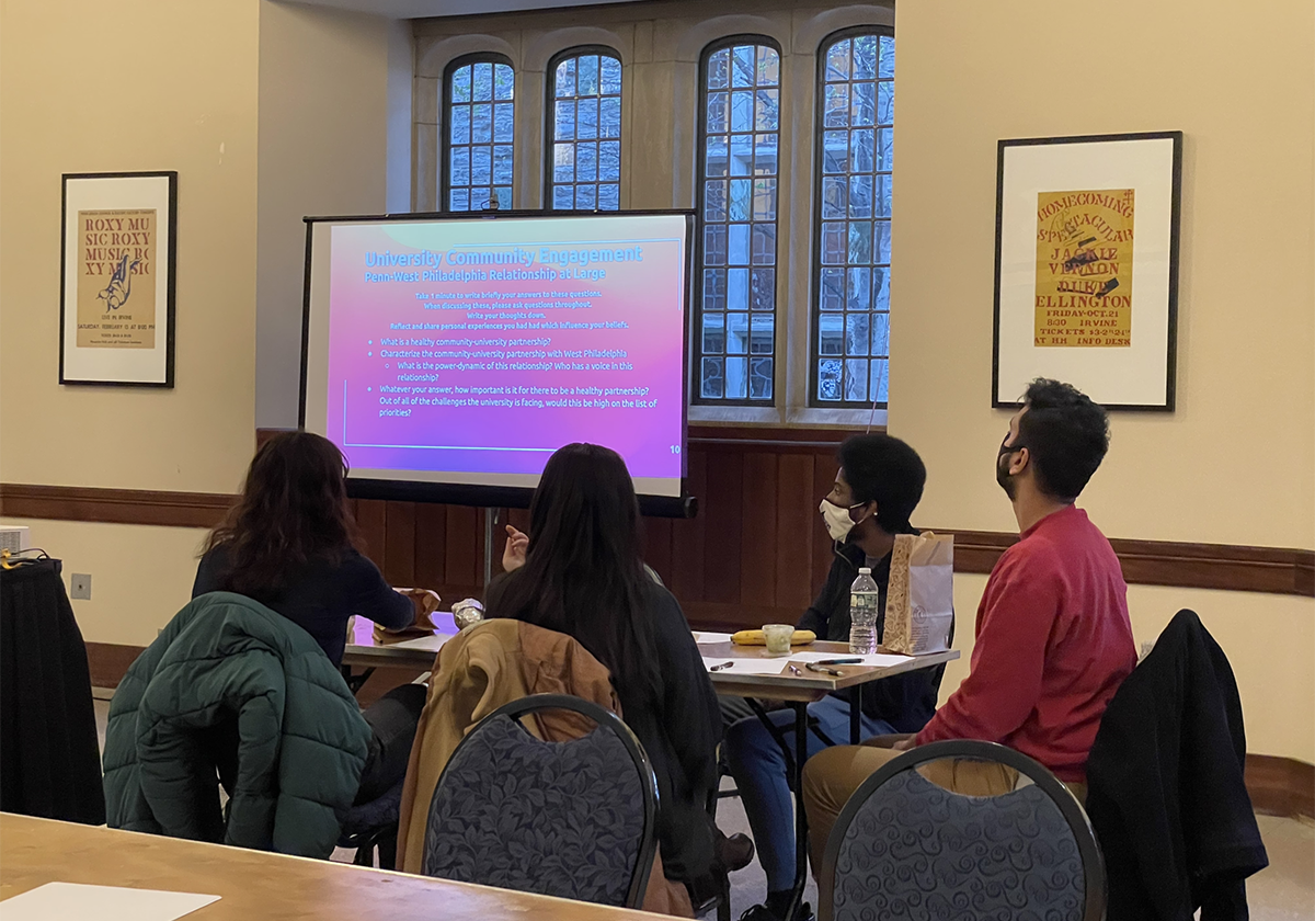Students at the University Community Engagement: A Dialogue Amongst Penn Students Involved in Community Work event.
