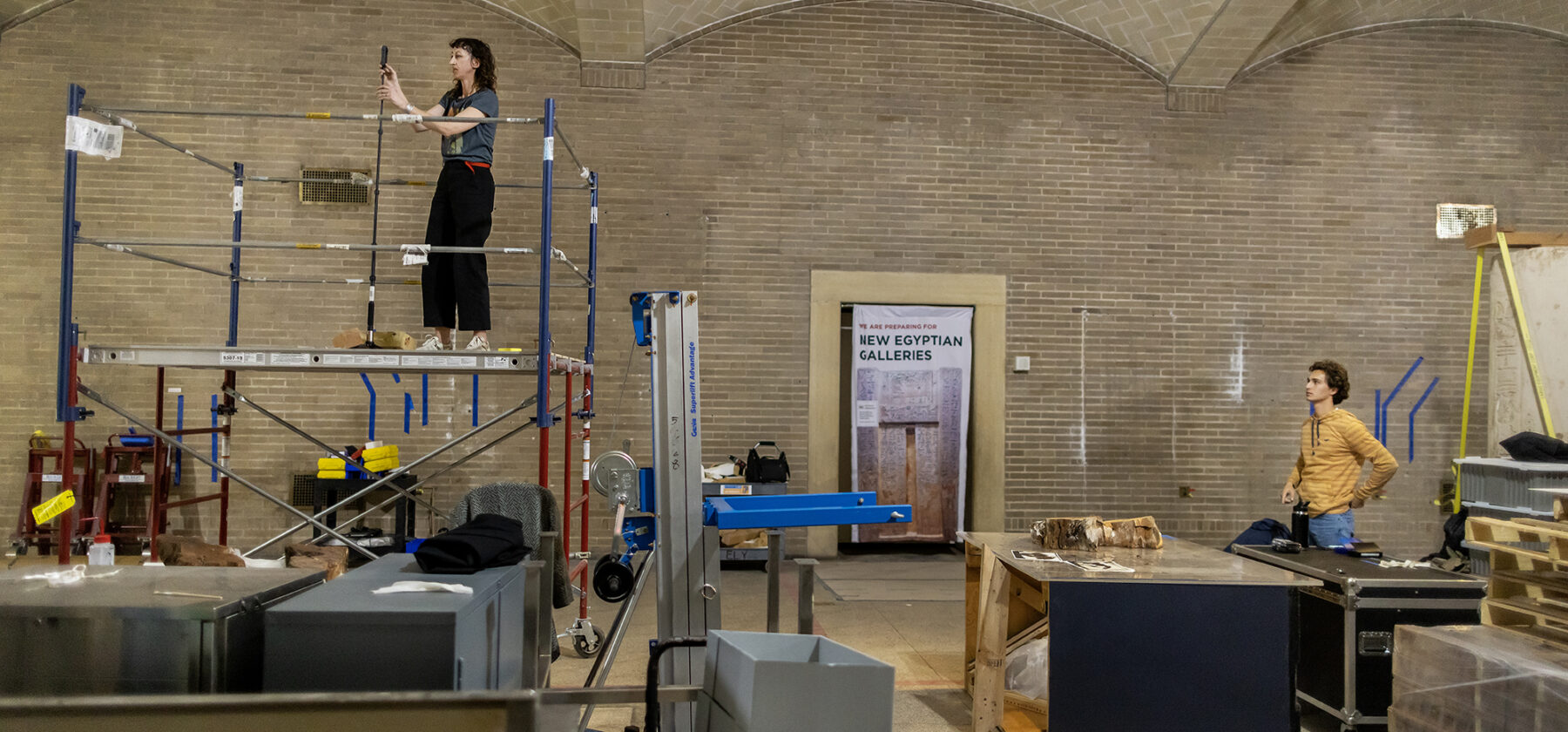 Molly Gleeson atop scaffolding